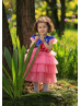 Blue Sequin Pink Tulle Flower Girl Dress